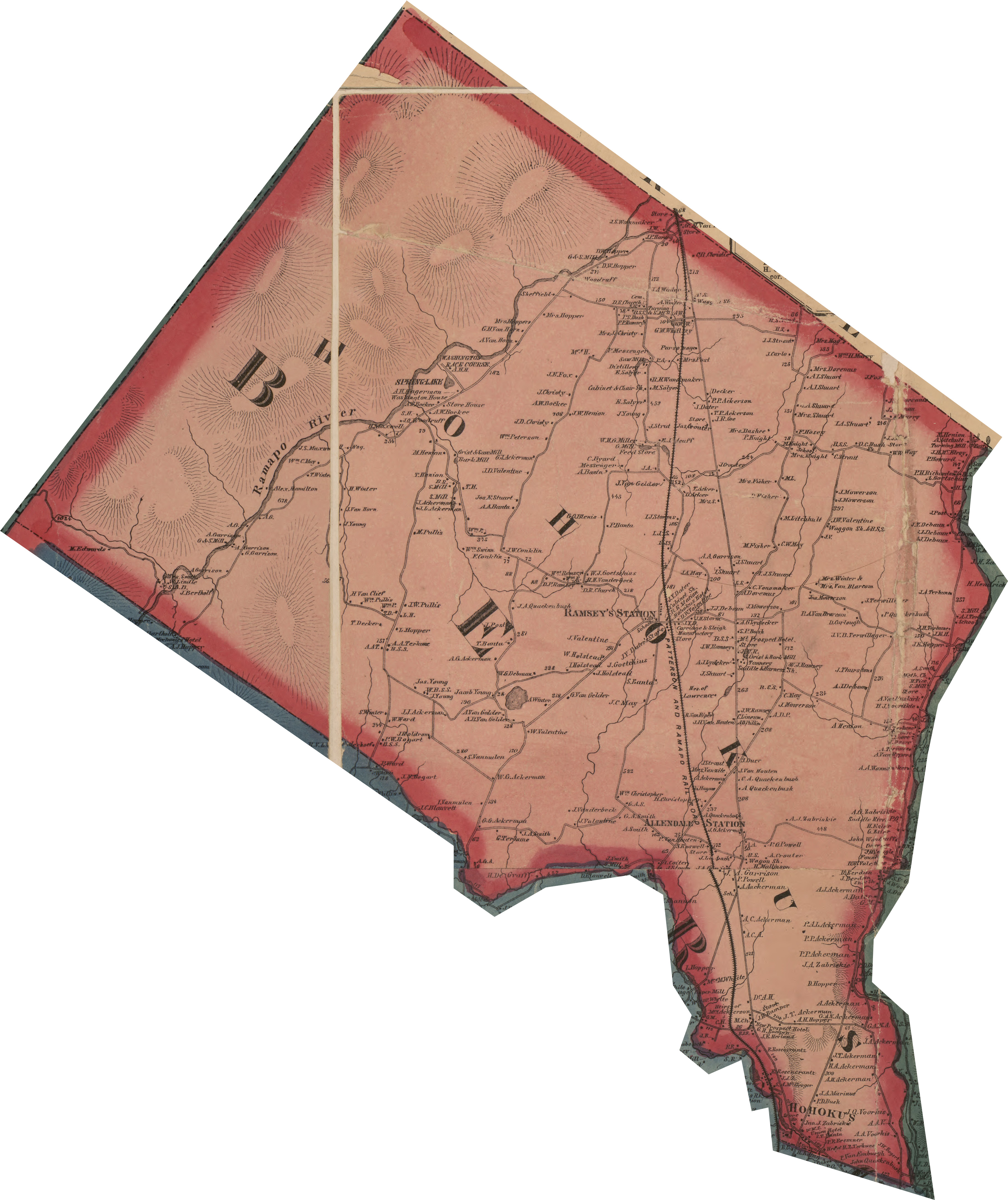 1861 Map of the Counties of Bergen and Passaic from surveys