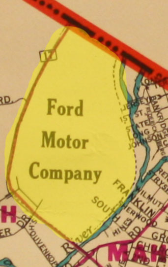 The site of the Ford Motor Company Mahwah Assembly Plant from the 1960 Map of Mahwah.  The plant would operate from 1955 until it ceased production in 1980.